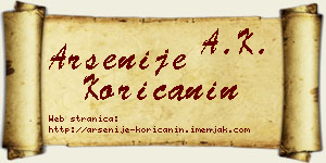 Arsenije Korićanin vizit kartica